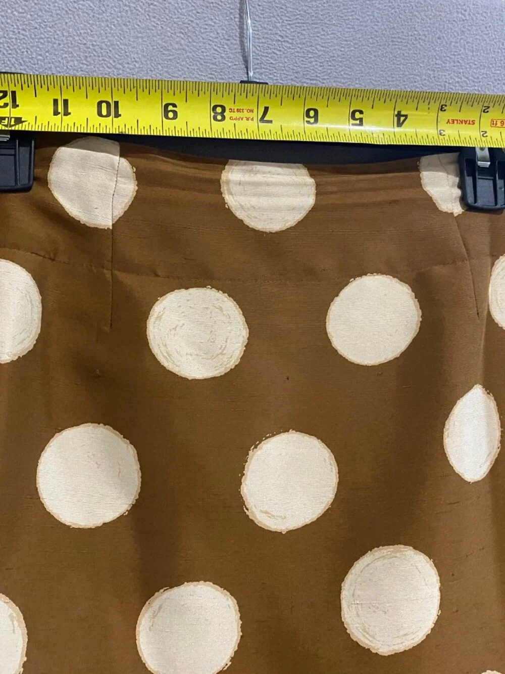 Banana Republic Silk Polka Dot Pencil Skirt Brown Cream Size 2 Lined Classic Chi